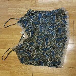 Vintage St John's Bay teal and tan stretchy gauze cami 3x